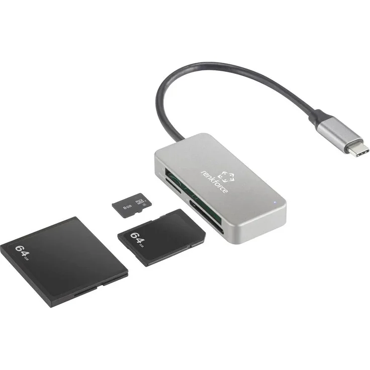 Renkforce Externer Speicherkartenleser USB-C 5Gbps, Silber (RF-5151020) – Bild 2