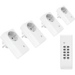 conecto Funksteckdosen Set: 4x Funksteckdose und 1x Fernbedienung, 1100 Watt, weiß