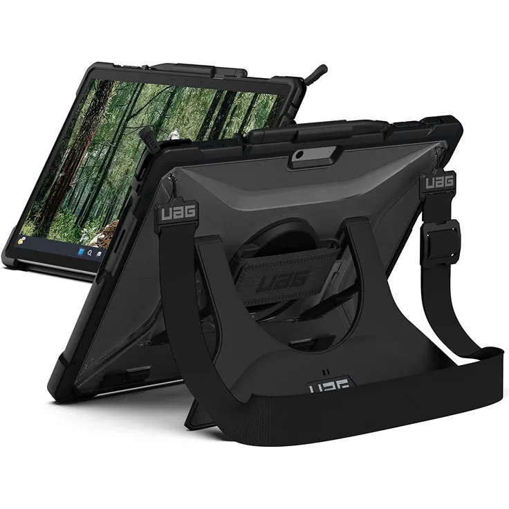 Urban Armor Gear Plasma Case für Microsoft Surface Pro 9 Hülle mit Handschlaufe, Schultergurt, Type-Cover kompatibel, Standfunktion, Surface Pen Halterung, Ice