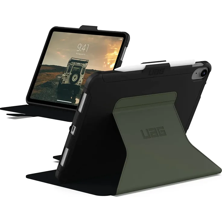 UAG Scout Folio Case für Apple iPad 10.9 Hülle (10. Generation / 2022) Schutzhülle mit Magnetische Frontklappe, Wake/Sleep Unterstützung, Apple Pencil Halterung, schwarz/Olive