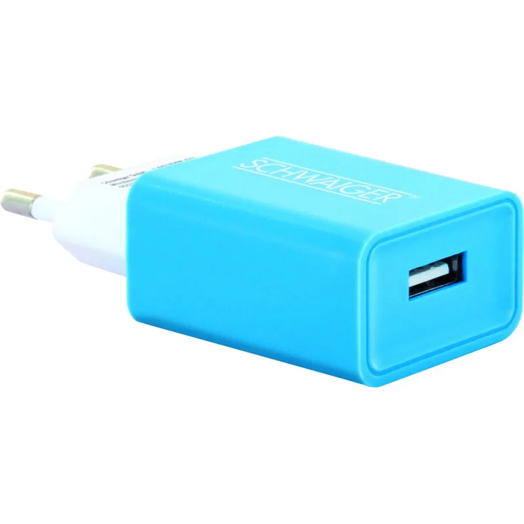 Schweiger USB Ladeadapter blau, für Smartphone, Tablet, Kamera, Kopfhörer
