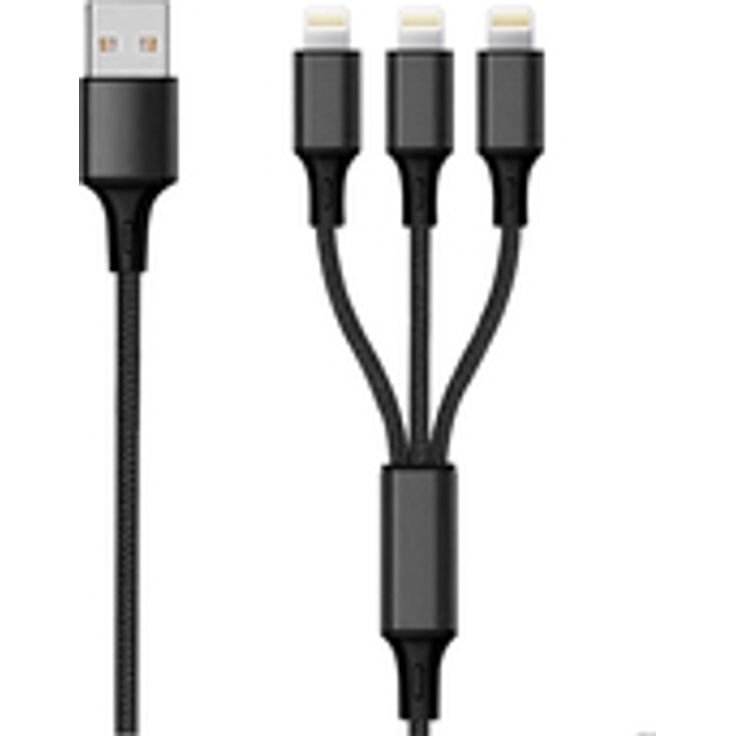 2GO 3 in 1 USB Ladekabel schwarz 150cm für Apple 8-Pin