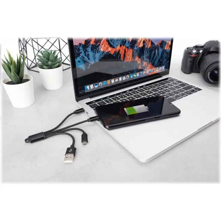 Digitus USB Kabel USB A- Lightning+micro B+Type-C M-M-M-M 15cm
