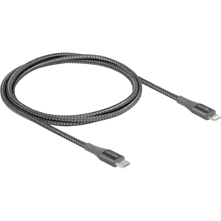 Delock Lightning-Kabel USB-C männlich zu Lightning männlich 1 m Grau für Apple iPad-iPhone-iPod (Lightning)