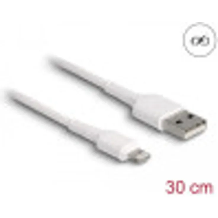 Delock USB Ladekabel für iPhone, iPad, iPod weiß 30 cm