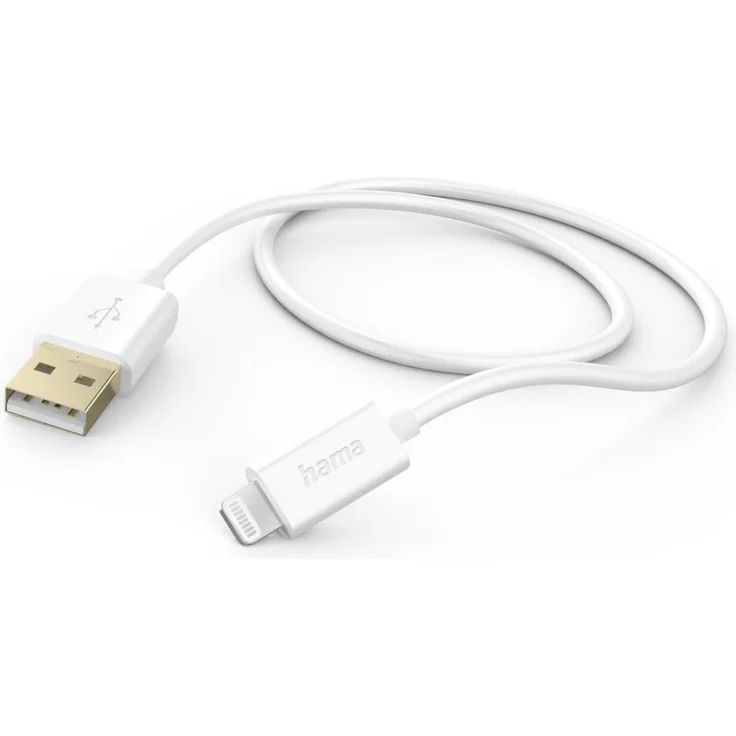 Hama Ladekabel USB-A Lightning 1,5 m Schnellladen Vergoldeter Stecker Weiß – Bild 1