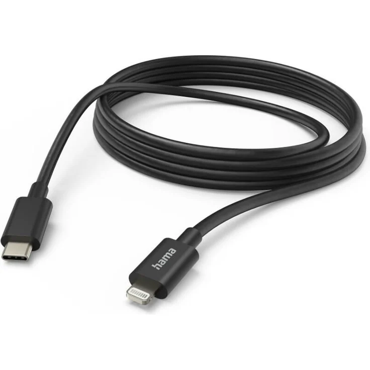 Hama Ladekabel Datenkabel USB-C Lightning 3 m Schwarz für Apple iPhone iPad – Bild 1