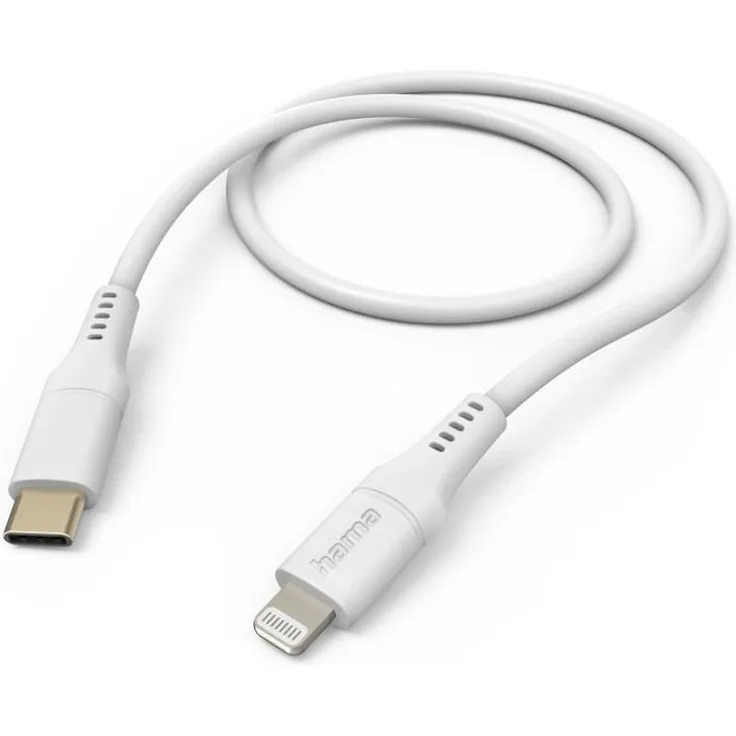 Hama Ladekabel Flexible USB-C Lightning 1,5 m Silikon Weiß Soft-Touch-Oberfläche