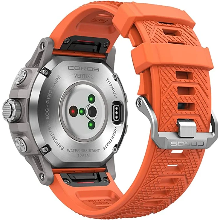 Coros Vertix 2 Smartwatch GPS, Unisex, 50mm, Gehäuse aus Titanlegierung, Silikonarmband, Lava – Bild 4