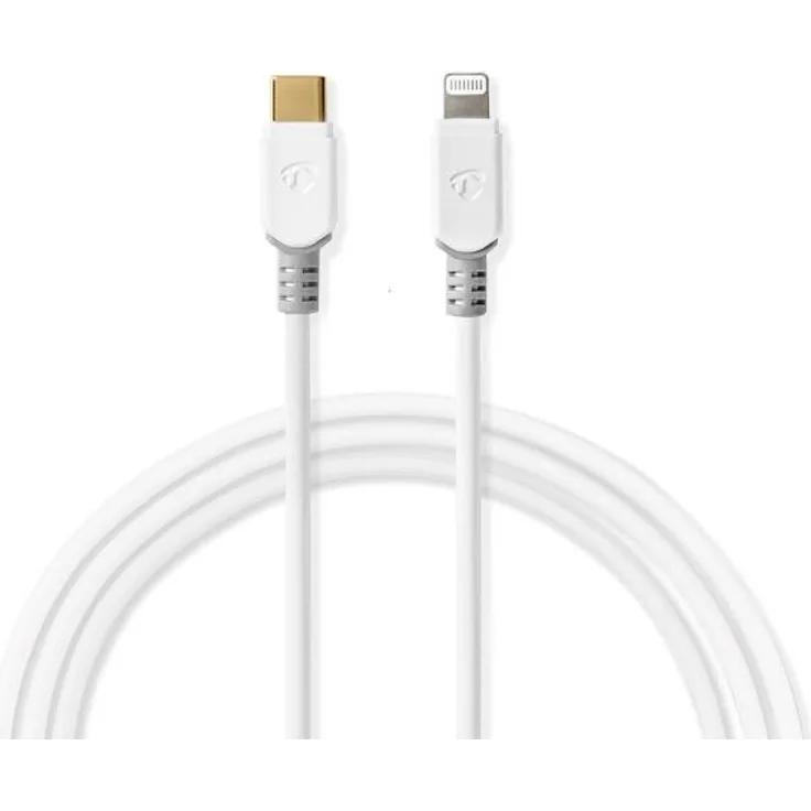Nedis USB-Kabel | USB 2.0 | Apple Lightning 8-Pin | USB-C Stecker | 480 Mbps | Vergoldet | 1.00 m | rund | PVC | Weiss | Verpackung mit Sichtfenster