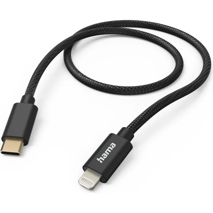 Hama Ladekabel "Fabric", USB-C Lightning, 1,5 m, Nylon, Schwarz