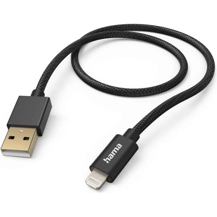 Hama Ladekabel "Fabric", USB-A Lightning, 1,5 m, Nylon, Schwarz