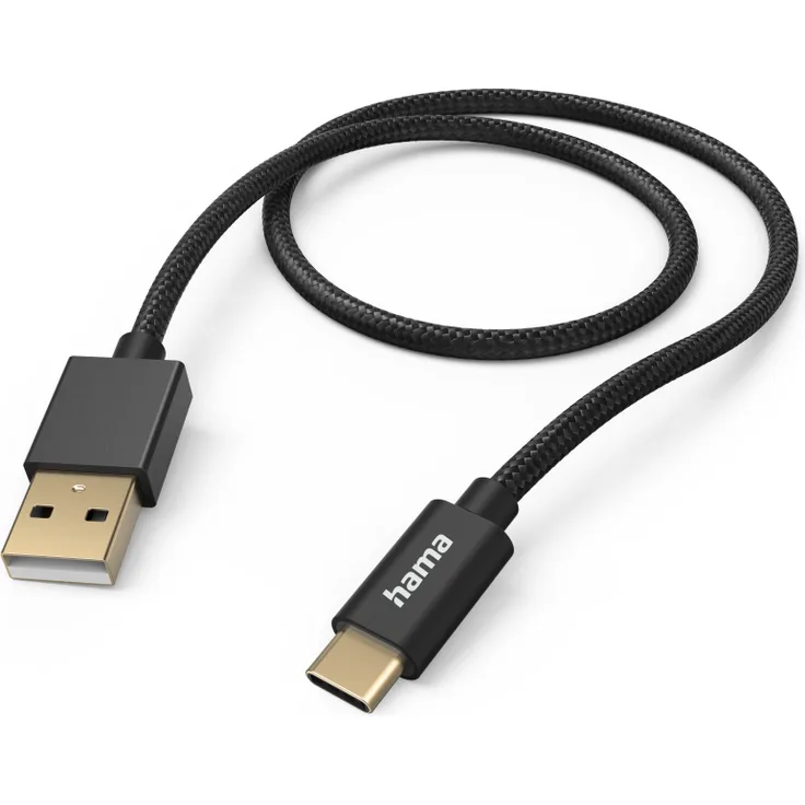 Hama Ladekabel "Fabric", USB-A USB-C, 1,5 m, Nylon, Schwarz