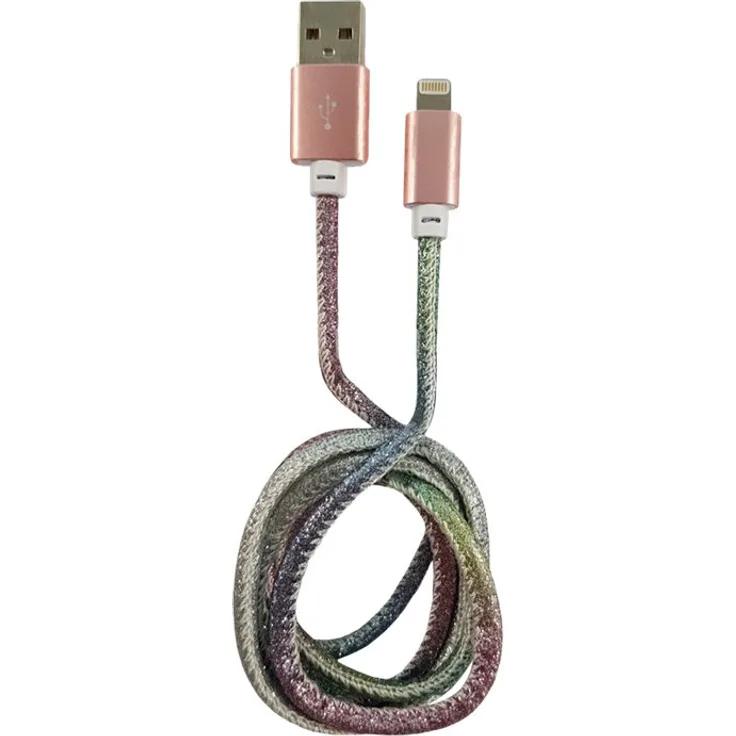 LC-Power Lightning-Kabel USB männlich zu Lightning männlich 1 m Disco Glitter für Apple iPad-iPhone-iPod (Lightning)