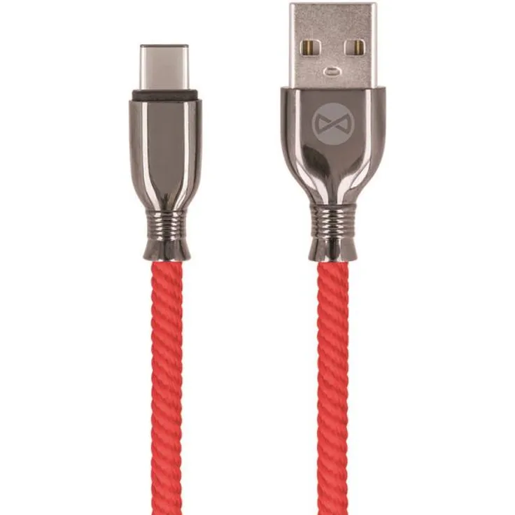 Forever Tornado USB-C Anti-Bruch Nylon geflochten USB Typ-C Robust Ladekabel Daten Transfer Kabel 3A Ladegerät in Rot