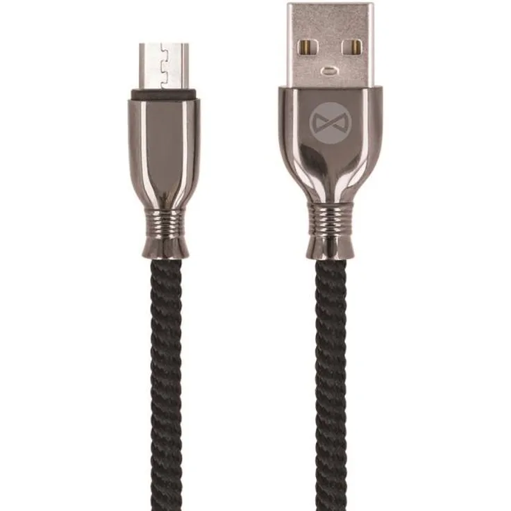 Forever Tornado Micro-USB Anti-Bruch Nylon geflochten USB Robust Ladekabel Daten Transfer Kabel 3A Ladegerät in Schwarz