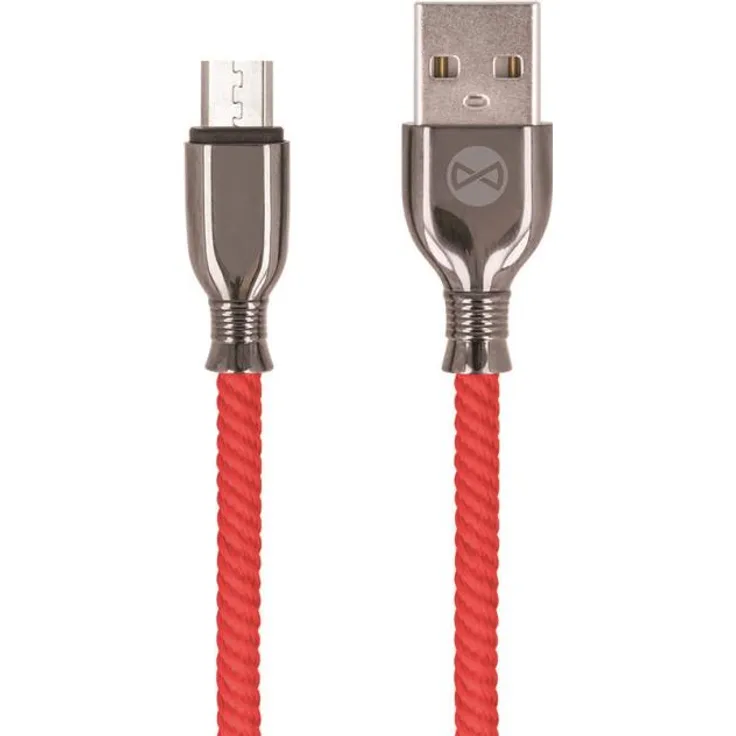 Forever Tornado Micro-USB Anti-Bruch Nylon geflochten USB Robust Ladekabel Daten Transfer Kabel 3A Ladegerät in Rot