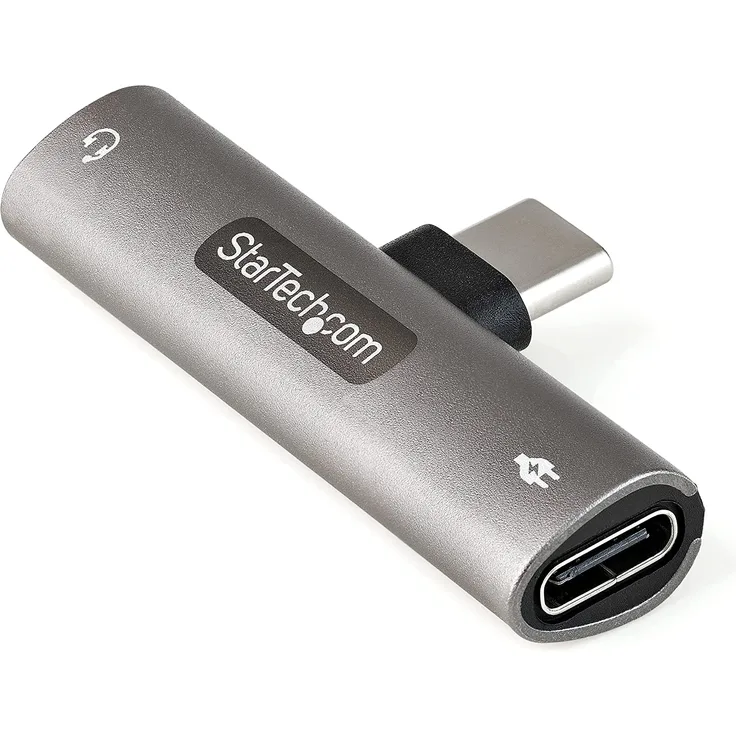 StarTech.com USB-C-Audio- und Ladeadapter – USB-C Audio-Adapter mit USB-C Audio-Kopfhörer-Headset-Anschluss und 60 W USB-Typ
