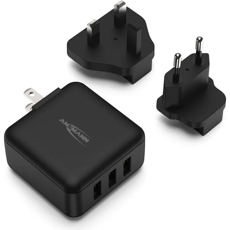 ANSMANN Travel USB Charger 15W Fast Charge Universal Travel Adapter Reiseadapter Reisestecker