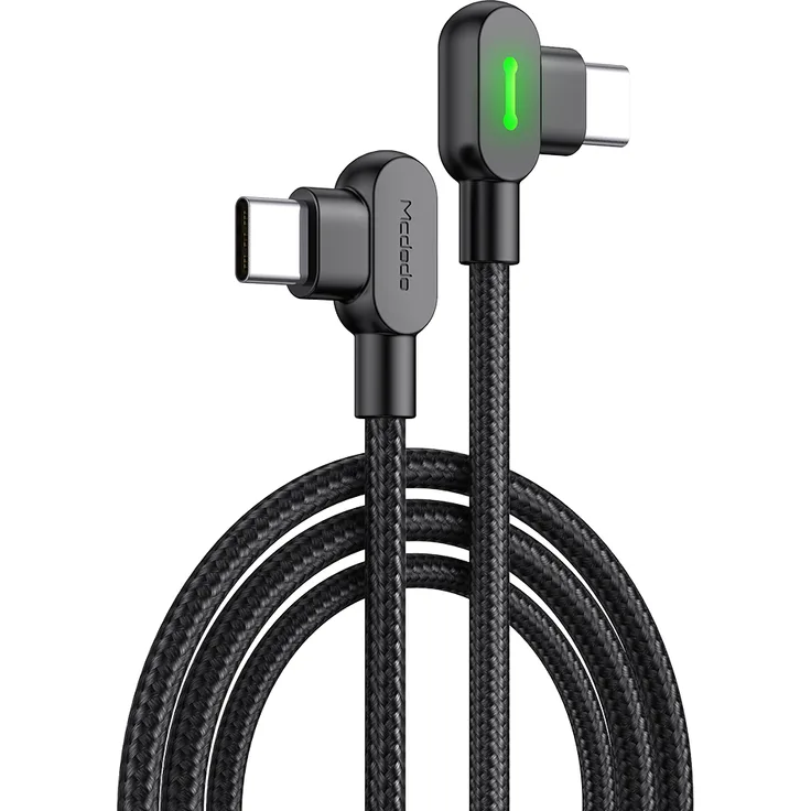 Mcdodo 90 Grad Button PD Kabel USB-C auf USB-C 2 Meter LED Datenkabel Ladekabel Typ-C Anschluss für Smartphone