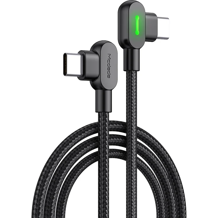 Mcdodo 90 Grad Button PD Kabel USB-C auf USB-C 2 Meter LED Datenkabel Ladekabel Typ-C Anschluss für Smartphone – Bild 1