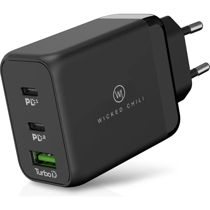 Wicked Chili 65W Schnellladegerät kompatibel mit MacBook Pro-Air, iPhone 14, 13, 12, 11 (Pro, Max, Plus, Mini) und Apple Watch Ultra von QC 4.0+ & PD PPS USB-C Netzteil für Tablet, Handy, Laptop – Bild 1
