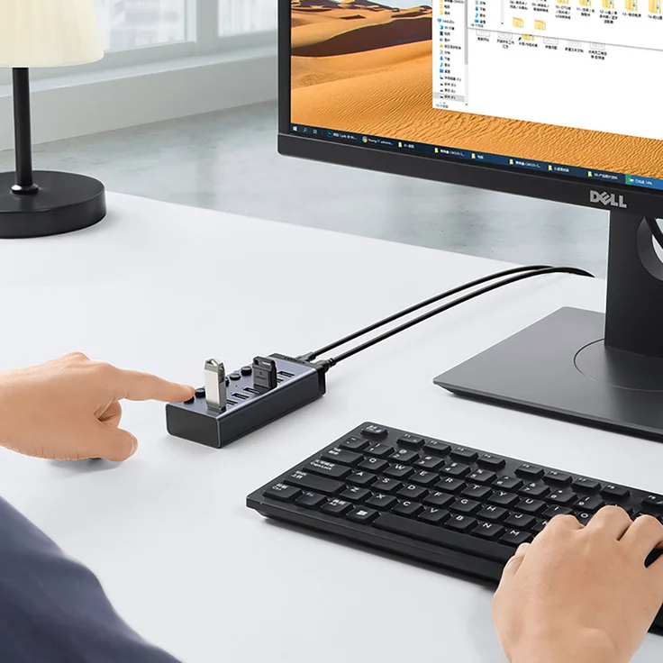 Ugreen Multifunktions HUB 7in1 USB Typ C 7x USB Typ A 3.0 PD DC 12V PowerDelivery Ladegerät grau – Bild 5