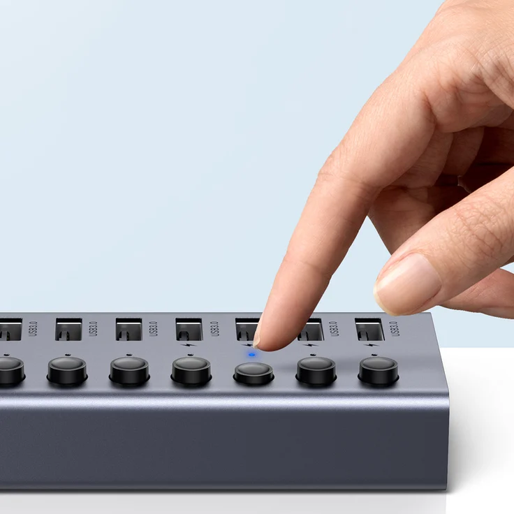 Ugreen Multifunktions HUB 7in1 USB Typ C 7x USB Typ A 3.0 PD DC 12V PowerDelivery Ladegerät grau – Bild 4