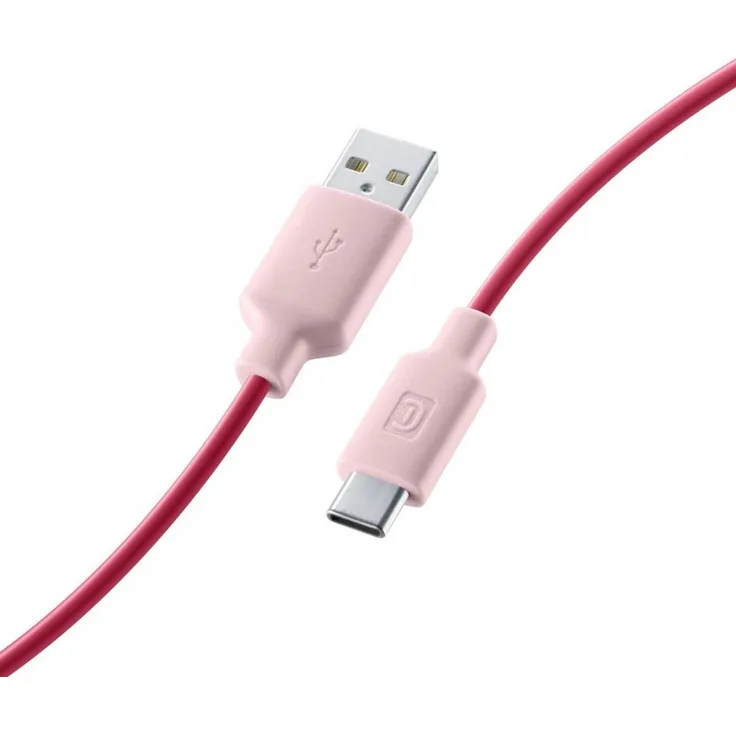 Cellularline Lade- und Datenkabel rosa 100cm USB Type-A auf Type-C USBDATATYCSMARTP