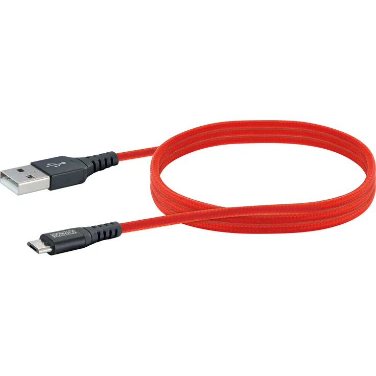 Schweiger Sync und Ladekabel 1,2 m, Micro USB, feuerrot