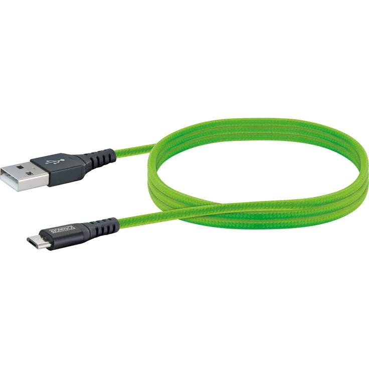 Schweiger Sync und Ladekabel 1,2 m, Micro USB, grün
