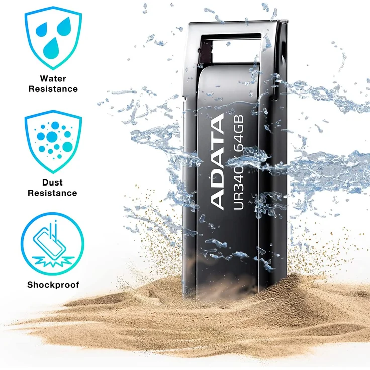 ADATA UR340 128 GB USB-Stick, nickel, USB-A 3.2 Gen 1 (AROY-UR340-128GBK) – Bild 2