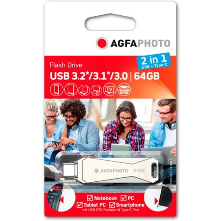 AgfaPhoto USB 3.0 2in1 64GB USB-TypeC
