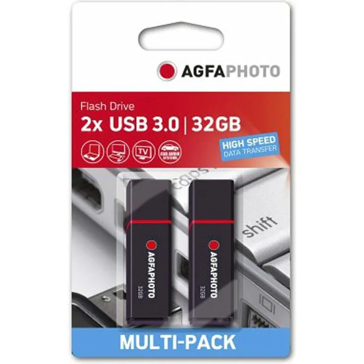AgfaPhoto USB-Stick 32GB, 2er Pack schwarz, USB 3.0 (10570MP2)