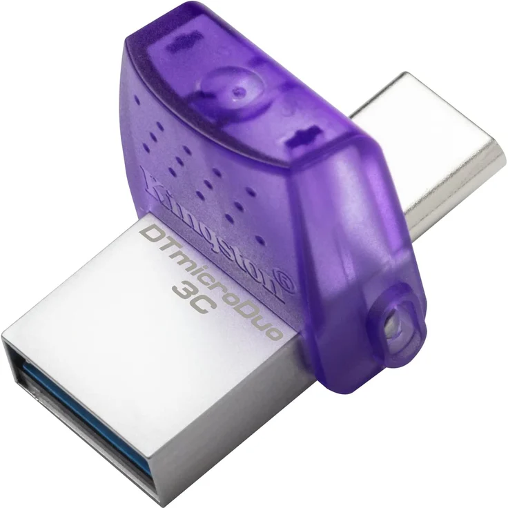 Kingston DataTraveler microDuo 3C USB-Stick 256GB USB Gen 3 Type-C und Type-A - DTDUO3CG3-256GB, Lila + Silber (DTDUO3CG3/256GB) – Bild 2