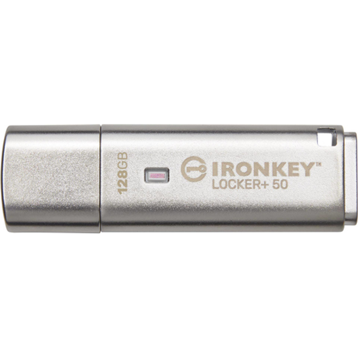Kingston IronKey Locker+ 50 - USB-Flash-Laufwerk - verschlüsselt - 128GB - USB 3.2 Gen 1 (IKLP50-128GB)
