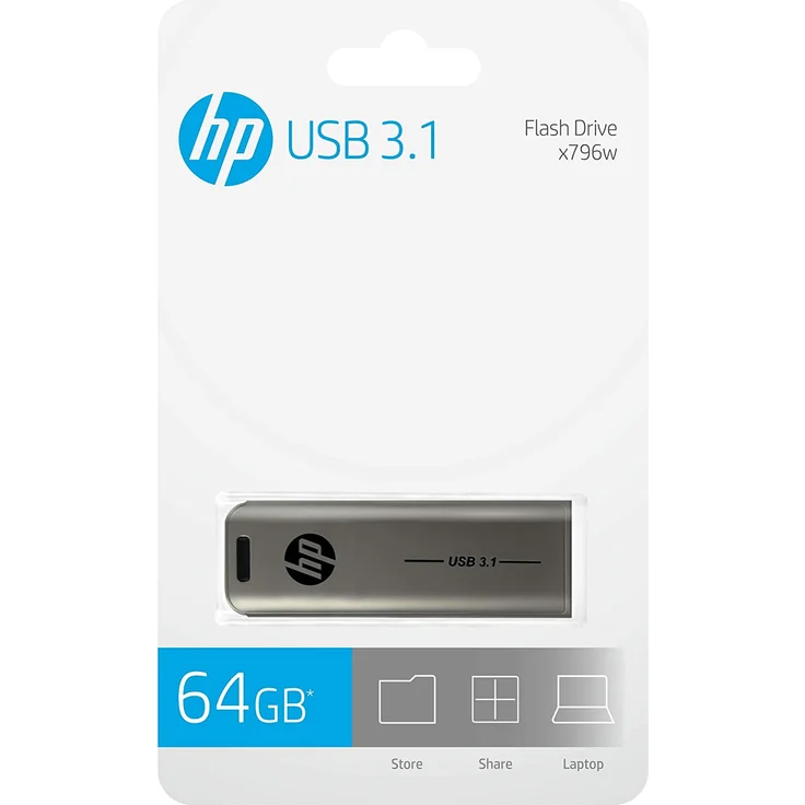 HP x796w USB 3.1 Flash-Laufwerk 64 GB, Push-and-Pull-Design, Metallic-Finish (HPFD796L-64) – Bild 4