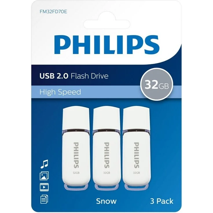 Philips FM32FD70E Snow edition 2.0 - USB-Flash-Laufwerk - 32 GB - USB 2.0 (Packung mit 3) (FM32FD70E/00) – Bild 1