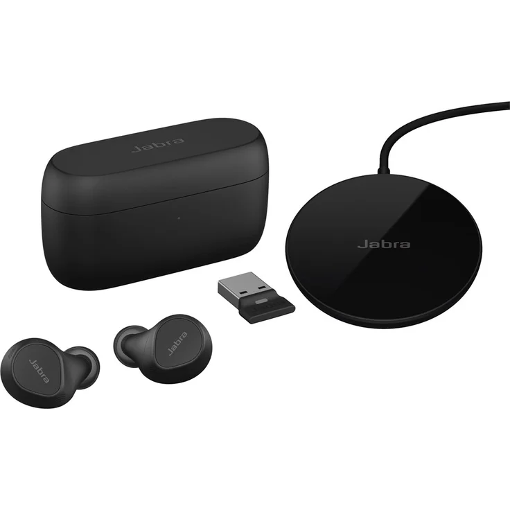Jabra Evolve2 Buds MS True-Wireless In-Ear-Kopfhörer mit USB-A Adapter und Wireless Charging Pad, schwarz – Bild 2