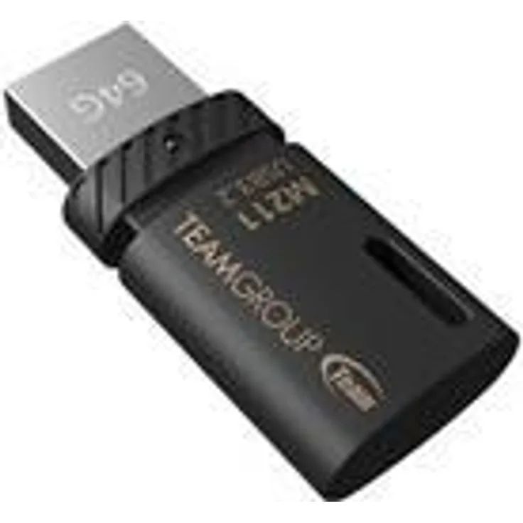 Team Group M211 - USB-Flash-Laufwerk - 64 GB - USB 3.2 Gen 1 - USB-C - Schwarz (TM211364GB01)