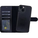 BURKLEY Luxus Leder Handytasche Handyhülle mit modularem Back Case, geeignet für Apple iPhone 14, schwarz