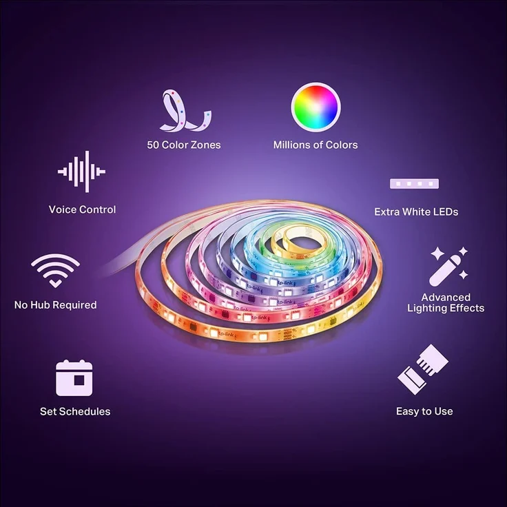TP-Link Tapo L930-5 Smart LED Strip, funktioniert mit Amazon Alexa, Apple HomeKit & Google Assistant, beschichtetes Lichtband Sync mit Musik, App-Steuerung, Farbwechsel, Segmentcontrol, 16 Mio. Farben, weiß – Bild 6