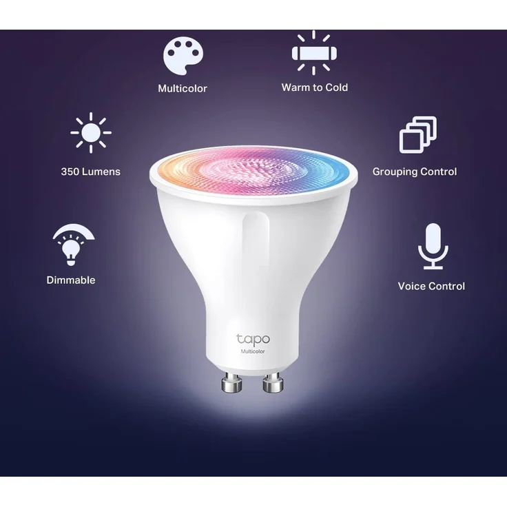 TP-Link Tapo L630 Smarte WLAN Glühbirne GU10, Energie sparen, 3,5 W (entspricht 50 W), mehrfarbige dimmbare Alexa smarte Lampe, Smart Home Alexa Zubehör, 16 Mio. Farben, weiß (184500693) – Bild 4