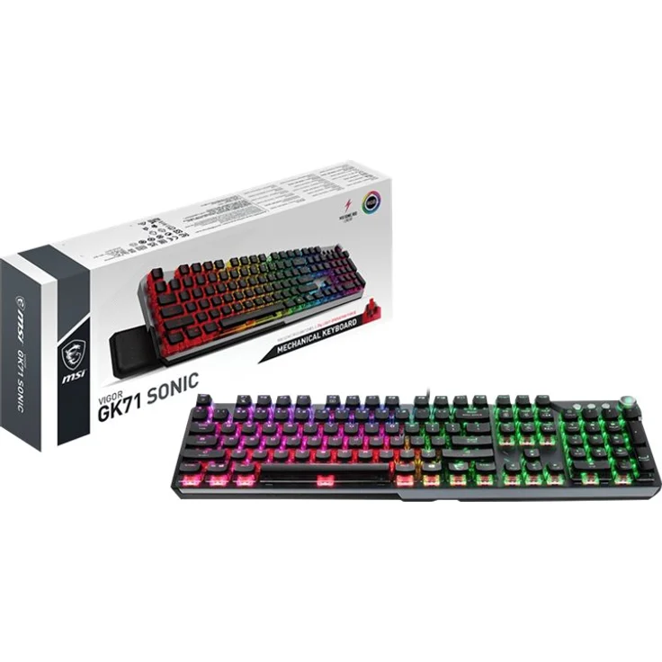 MSI Vigor GK71 Sonic, Gaming-Tastatur, USB, MSI Sonic Red, QWERTY, silber, schwarz (S11-04DE232-CLA) – Bild 9