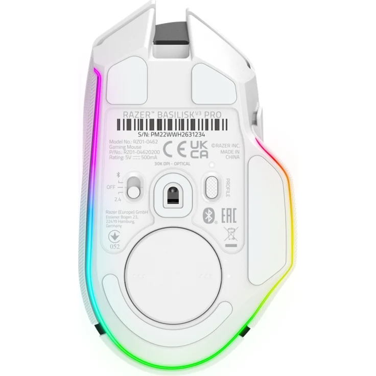 Razer Basilisk V3 Pro Mercury White, Gaming-Maus, RF Wireless, weiß (RZ01-04620200-R3G1) – Bild 3