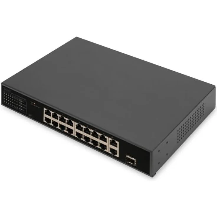 DIGITUS 16 Port FE PoE Switch , 2 GE Uplinks (RJ45 - SFP)  – Bild 1