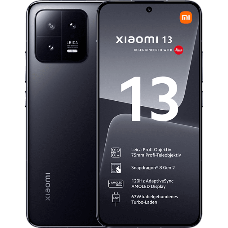 Xiaomi 13 5G Smartphone, 16,15 cm (6,36 Zoll) AMOLED-Display, 256 GB interner Speicher, 8 GB RAM, Android, Black