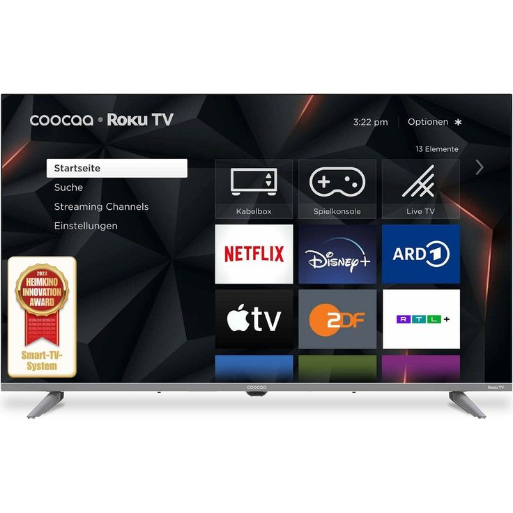 Coocaa 32R3G 80 cm (32 Zoll) LED Smart TV (HD ready, HDR10, HDR, HLG, Direct LED) HD-Triple-Tuner (Satellit, Antenne, Kabel) Modelljahr 2023 Energieklasse E (DE-Modell) – Bild 1