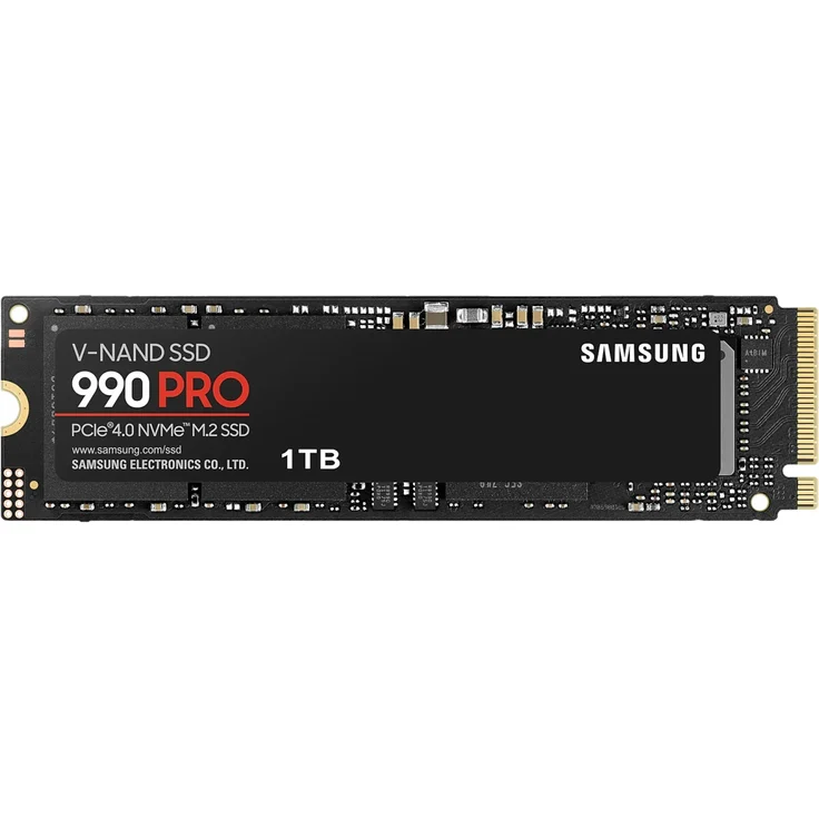 Samsung 990 Pro M.2 NVMe SSD (MZ-V9P1T0BW), 1 TB, PCIe 4.0, 7450 MB/s Lesen, 6900 MB/s Schreiben, Internes Solid State Drive, für Gaming und Videobearbeitung, Schwarz – Bild 1