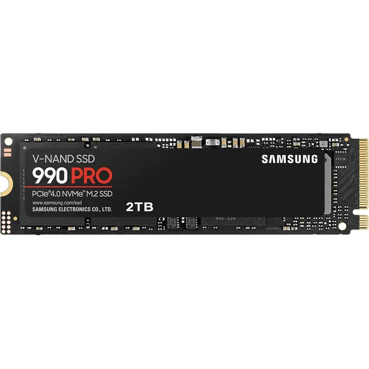 Samsung 990 Pro M.2 NVMe SSD (MZ-V9P2T0BW), 2 TB, PCIe 4.0, 7450 MB/s Lesen, 6900 MB/s Schreiben, Internes Solid State Drive, für Gaming und Videobearbeitung, Schwarz